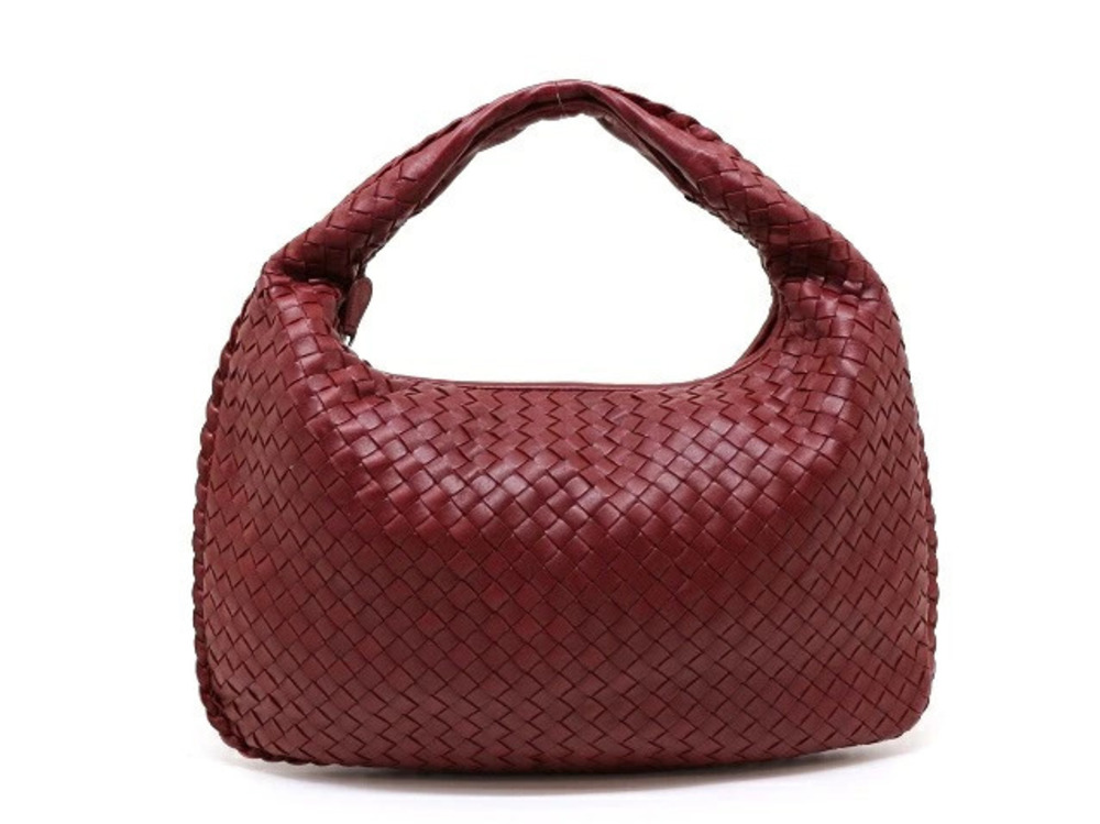 BOTTEGA VENETA Hobo Bag Intrecciato Bordeaux Purple Brown Calfskin